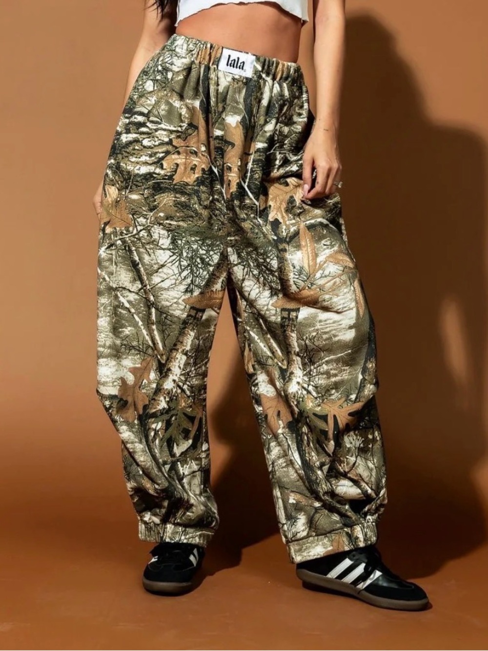 Dressed in Lala Harem Pants in Grunge Camo